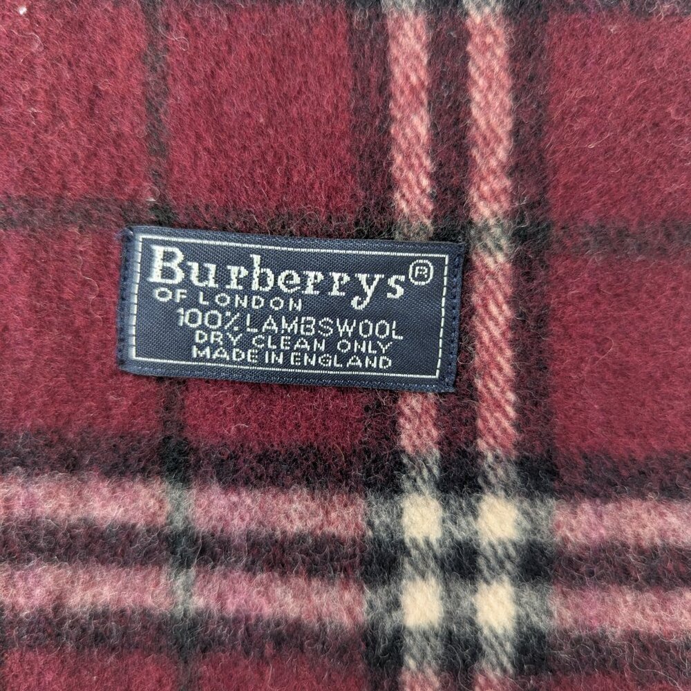 Burberry Lambswool Check Scarf Maroon | Unisex | Designer | Quick Ship - Picture 3 of 6